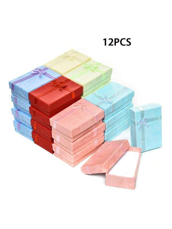 (6-12 piezas) Caja de joyería, caja de regalo, utilizada para empaque de dijes, aretes, collares, apropiada para cumpleaños, aniversarios, Día de San Valentín, bodas, fiestas y otras celebraciones