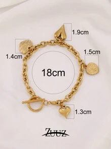 1 件时尚波西米亚风不锈钢手链，适合女士心形串珠手链珠宝礼物，适合女性日常佩戴