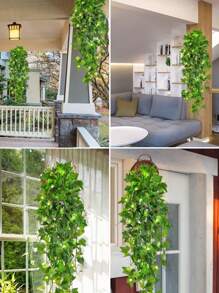 1 Green Ivy Leaf Fairy String Light, 20/50/100LED Battery Powered Artificial Flower Garland Vine, Plastic Material, With Switch Control, Suitable For Bedroom Wedding Party Holiday Decoration, Flower Theme, No Battery