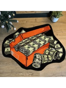1 块独家定制美元钞票图案地毯，招财进宝地毯，1 盒时尚美元主题多功能地毯，适用于客厅、卧室、入口、厨房、浴室、游戏室、书房 - 可清洗且防滑 - 彩色 - 查看 2