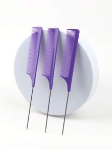 3Pcs Rat Tail Combs Salon Hairdressing Comb With Stainless Steel Handle, Fine Tooth Combs For Women, Barber,Hair Brush,Comb,Hair Tools,Hair Products And Accessories For Barber Salon Beauty Travel Essentials - Black - View 8