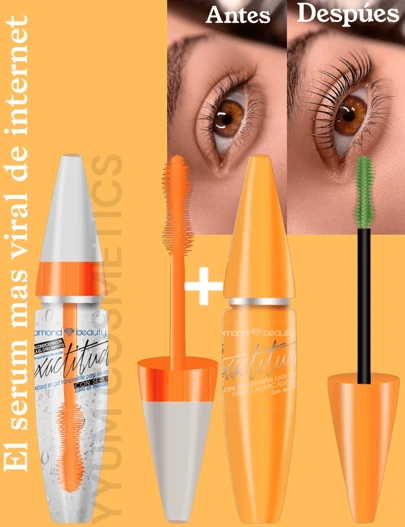 Kit 2pz Serum y Rimel Exactitud Naranja Diamond Beauty El serum mas viral de internet gel transparente pestañas rimel alargador