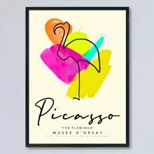 1pc Wooden Framed Flamingo Canvas Painting Thickness High Quality Wall Art Prints Poster Direct Hanging Wall Picture Decor For Home Gifts, Gift, Living Room, Bathroom, Bedroom, Kitchen
