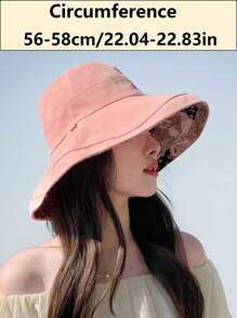 LEAJOURNO. 1pc Reversible Floral Print Sun Hat, Women Spring Summer Large Brimmed Polyester Bucket Hat With Bendable Wire Frame For UV Protection