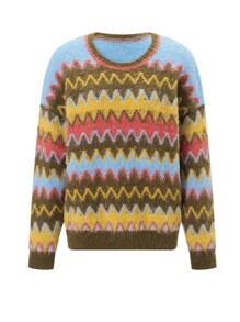 Women's Wavy Stripes Sweaters Long Sleeve Round Neck Loose Pullover Fall Jumper Tops - Multicolor - View 10