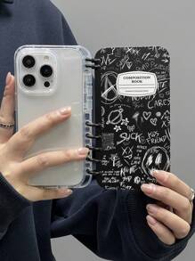 1 szt. Etui na telefon z klapką i nadrukiem graffiti, etui na telefon w stylu notebooka kompatybilne z Apple IPhone 11/12/13/14/15/16 Pro Max, Galaxy A05/A15/A25/A35/A53/A54/A55/S23/S24 Ultra - Przezroczysty - Zobacz 3