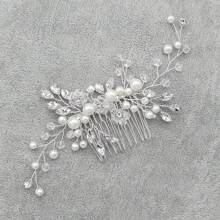 High-End Custom Handmade Bridal Hair Comb With Rhinestone And Pearl, Elegant And Luxurious