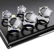 Rhinestone Camera Lens Tempered Glass Protective Film, 9H Hardness Tempered Glass Rear Camera Cover Screen Protector, Bling Anti-Scratch, Compatible With Samsung A14/A24/A34/A54, A15/A25/A35/A55, S23/S24/S25 Ultra Plus, 11 12 13 14 15 16 Pro Max Plus Lens Protector