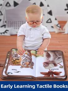 Libro táctil y sensorial para niños - Juguete educativo, libro de aprendizaje 3D y educación temprana cognitiva para niños y niñas, libro de tela para bebés y niños pequeños - Regalos para fiestas infantiles y útiles escolares para vacaciones