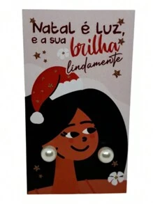 200 Lembrancinhas Tag Natal É Luz Mimo Clientes Brincos 8 Mm