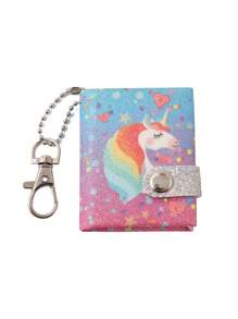 1pc Cartoon Mini Pendant Keychain Book Unicorn Notepad Cute Pocket Notebook Gift Book Simple Style Students Taking Notes Daily Little Fairy Fresh And Simple Fashion Personalized Send To Others General,School Supplies,Back To School