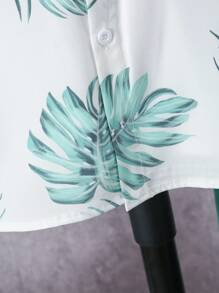 2 件套男童树叶印花爷爷领衬衫和纯色休闲短裤夏季服装 - 彩色 - 查看 5