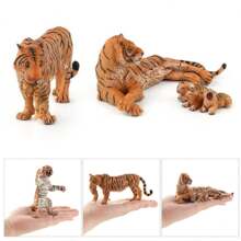 Realistic Wild Forest Animal Mother Tiger With Cub Model Toy Gift, Collectible Decoration - Multicolor - View 9