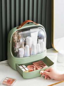 1 szt. Przezroczyste pudełko na kosmetyki z okienkiem, pojemnik do przechowywania kosmetyków do makijażu, szminka, pojemnik do pielęgnacji skóry, wielowarstwowy, pyłoszczelny organizer do makijażu - Wielokolorowe - Zobacz 9