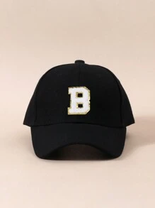 1pc Kids 26 Alphabet Baseball Cap, Fashionable Everyday And Back To School Accessory - Black - View 3