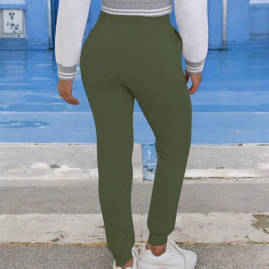 CASUAL SPORTS PANTS FOR DAILY USE WITH ADJUSTABLE DRAWSTRING - 軍綠色 - 查看 1