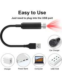 1 件浪漫 LED USB 银河星空投影仪夜灯，适用于汽车天花板和房间天花板 - 均碼 - 查看 12