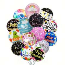 10pcs 18inch Spanish Happy Birthday Print Balloons, Themed Birthday Party Decorations - Multicolor - View 3