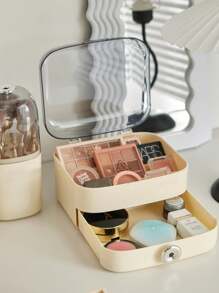 1 szt. Przezroczyste pudełko na kosmetyki z okienkiem, pojemnik do przechowywania kosmetyków do makijażu, szminka, pojemnik do pielęgnacji skóry, wielowarstwowy, pyłoszczelny organizer do makijażu - Wielokolorowe - Zobacz 5