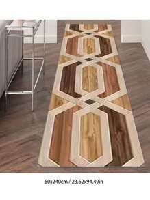 1pc Brown Geometric Vintage Print Runner Mat, Plush Rug Carpet, Soft Comfy Doormat, Vibrant Colors, Home Decor, Suitable For Living Room, Hallway, Bedroom, Kitchen, Entryway, Indoor, Durable & Easy Clean, Bedroom Decor, Home Decoration, Room Decor, Outdoor Mat, Garden Rug, Living Room Carpet