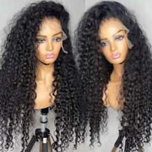 26Inch Long Curly Synthetic Wigs For Women13x4 Deep Water Wave Lace Front Wig  Natural Loose Deep Wave Crimps Curly Wig  For Women Holiday Festival Chrismas Daily Party Daily Used - 黑色 - 查看 2