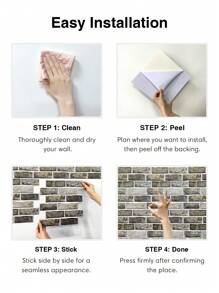 Commomy 1pc/10pcs/20pcs 3D Wall Panels Stick On Tiles, Brick Peel And Stick Tiles For Bedroom, 12" X 12" PVC Wall Stickers,Living Room Decor, Faux Brick Wall, Farmhouse Wall Decor - Multicolor - View 10