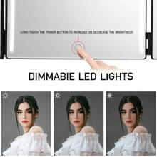 1pc LED Lighted Makeup Mirror, 3-Way Folding Mirror, Self-Service Hairdressing Mirror, Used For Hairdressing, Shaving, Beauty, Facial Grooming And Makeup, Adjustable Height Bracket, Portable Travel Mirror - Black - View 12