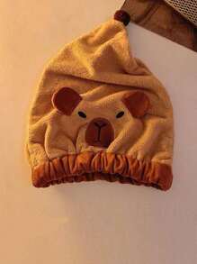 1 件装 Capybara 干发巾，超强吸水速干卡通图案发巾 - 女士柔软涤纶头巾，适合湿发、卷发、长发