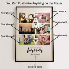 Custom Personalized Family Couple Picture Collage Memorable Gift Canvas Poster For Partner Printable Wall Art 1st Anniversary Photo Collage Gift For Him Her Valentine's Day Gift Gifts Birthday Graduation