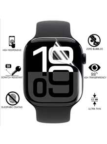 6 片透明系列 10/11 水凝胶屏幕保护膜，防刮软膜适用于 38/40/41/42/44/45/49mm Ultra/SE/8/7/6/5/4/3/2/1 - 無色 - 查看 2