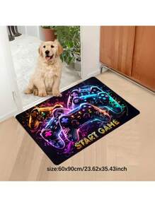 1 pièce Tapis de sol de zone de manette de jeu pour la chambre des garçons et les joueurs, tapis en polyester antidérapant et lavable en machine, tapis de sol de salle de jeux intérieure avec rembourrage en mousse, tapis à bas poils pour le salon, le bureau et la cuisine