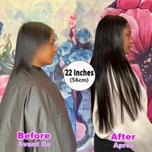 直发接发夹，女士未处理全头巴西处女发，自然黑/427 色，8 件，含 18 个接发夹，（24 英寸，直发） - SNatural - 查看 7