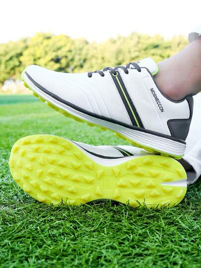 Men's New Leather & Waterproof Outdoor Golf Shoes, Rubber Sole For Grass, Golf Sport Specific Shoes, Also Suitable For Casual Daily Wear