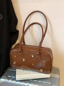 Retro Rhinestone Bowling Ball Shoulder Bag For Women, New Fashion Underarm Handbag, Commuter-Friendly Versatile Crossbody Bag