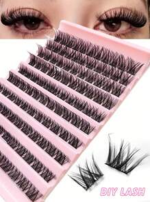 Asiteo 110pcs Eyelash Clusters, DIY Individual False Eyelashes, Natural & Lengthening 8-16mm, D-Curl Fluffy Reusable, DIY Eyelash Clusters, Individual False Eyelashes, Eyelashes - Black - View 4