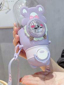 1PC 600ml/20.29oz Cartoon Plastic Water Bottle, Cute Straw Cup With Strap, Portable Water Bottle For Sports, Fitness, Outdoor Travel, Back To School Supplies, Christmas Gifts, Creative Gifts