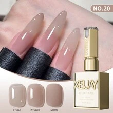 XEIJAYI XEIJAYI 6Pcs 15ML Nail Polish - Jelly Ice Transparent Nude, Peelable UV LED, Formaldehyde-Free, Oval Shape, Glossy Finish, For Nail Salon And DIY
