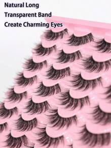 14 pares de pestañas postizas de estilo ojo de gato alargado, densas y gruesas, con aspecto natural de 16mm