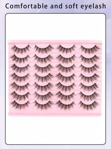 14 pares de pestañas postizas de estilo ojo de gato alargado, densas y gruesas, con aspecto natural de 16mm