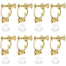 KMEOSCH 4/8 Pieces Clip-On Earrings Converter Components With Post For Non-Pierced Ears With Comfort Earring Pads DIY Earring Findings