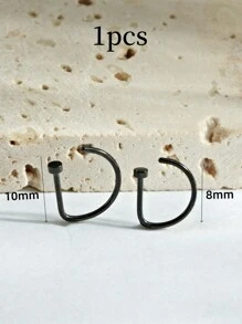 1 chiếc khuyên mũi giả bằng thép không gỉ thời trang với thiết kế hình chữ D, có 3 màu: Vàng, Thép & Đen; Màu sắc khác nhau cho các phong cách khác nhau, thích hợp cho cả nam và nữ để mặc hàng ngày - màu đen - Xem 5