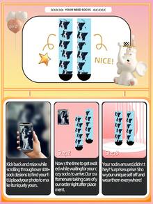1 par de calcetines personalizados con cara, calcetines personalizados con foto, calcetines impresos personalizados, calcetines divertidos personalizados con cara, calcetines personalizados con imagen, pon cualquier cara en los calcetines, regalo de aniversario - Multicolor - Ver 3
