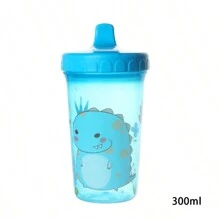 防摔防咬婴儿鸭嘴吸管杯300ML大容量水瓶防漏塑料杯