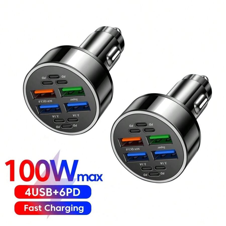 USB C 车载充电器 100W 多端口快速充电 C 型车载充电器兼容 iPhone C 型车载电话充电器适配器