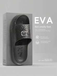 女士黑色厚底 EVA 拖鞋，时尚防滑轻便休闲居家户外凉鞋，适合夏季海滩 - 黑色 - 查看 4