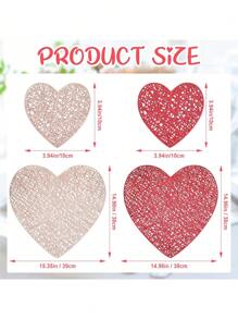 2 Valentine's Day Heart-Shaped Placemats/Coasters, Washable, Perfect Valentine's Day Centerpieces For Anniversary Parties