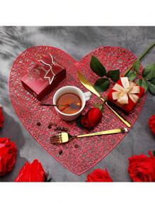2 Valentine's Day Heart-Shaped Placemats/Coasters, Washable, Perfect Valentine's Day Centerpieces For Anniversary Parties