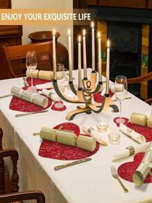 2 Valentine's Day Heart-Shaped Placemats/Coasters, Washable, Perfect Valentine's Day Centerpieces For Anniversary Parties