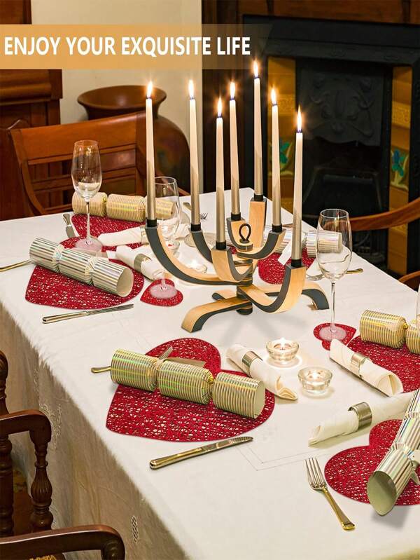 2 Valentine's Day Heart-Shaped Placemats/Coasters, Washable, Perfect Valentine's Day Centerpieces For Anniversary Parties