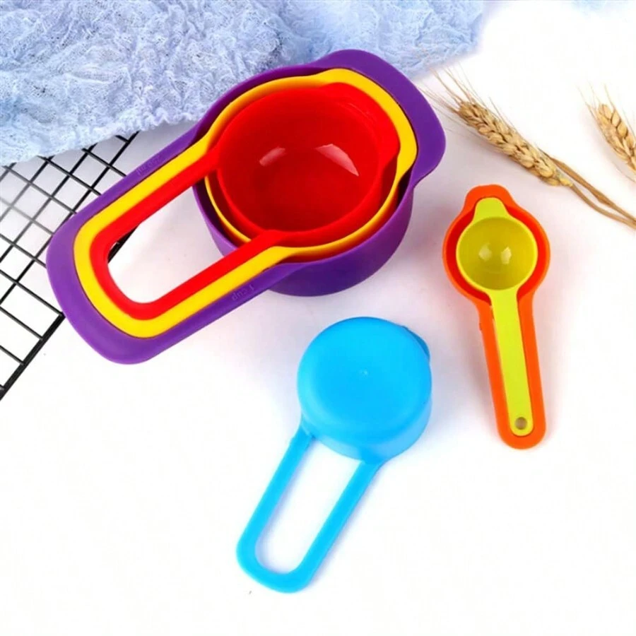 Juego De 6 Cucharas Medidoras De Plástico Arcoíris Tazas Medidoras Y Cucharas Apilables Utensilios Para Hornear Herramientas De Cocina - Multicolor - Ver 1